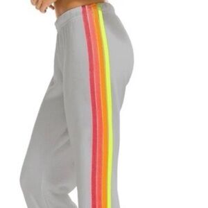 Aviator Nation Grey Sweatpants with Neon Stripe Side - Women